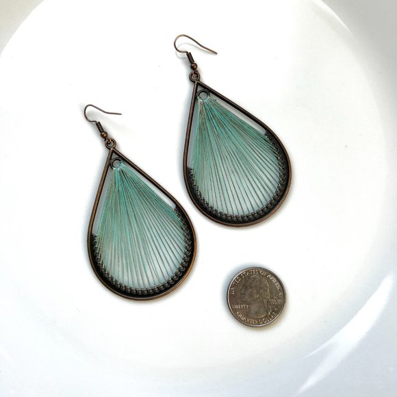 NEW "Dew" Bronze Earrings (Green) - Picture 4 of 6
